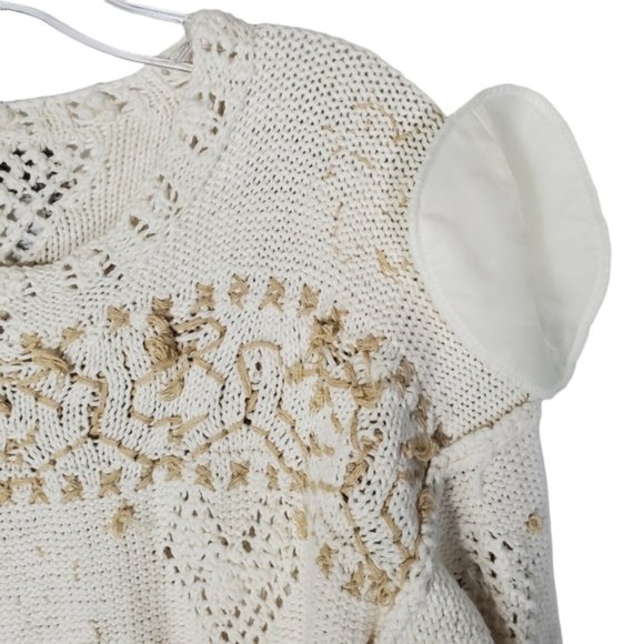 Vintage Express Tricot Hand-knitted Sweater Soft Dressing Boho Open Knit M - Picture 15 of 16